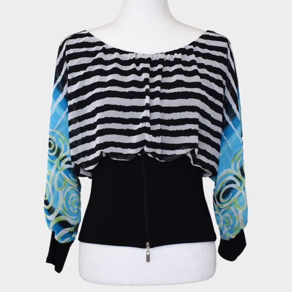 MIEKA Beautiful Coquette Blouse Multicolor Size 6 - Picture 1 of 6